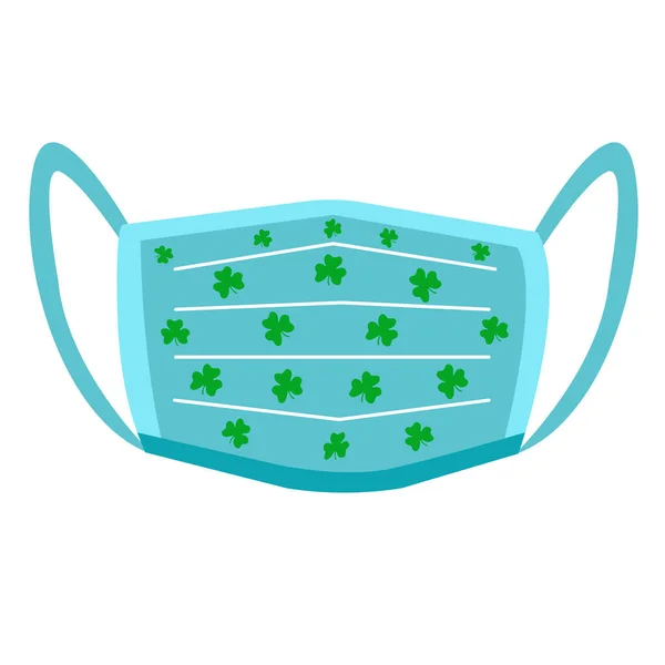 Masque Protection Avec Trèfle Jour Saint Patrick Illustration Vectorielle Plate — Image vectorielle
