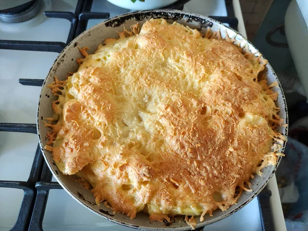 Casserole Cheese Potatoes Pan — Stock Photo, Image