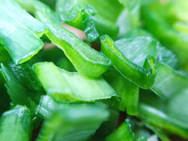 Cebolas Verdes Fatiadas Foto Macro — Fotografia de Stock