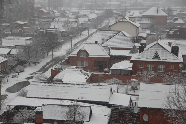 Paisaje Invernal Pequeña Ciudad Rusa — Foto de Stock