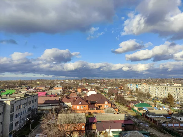 Wolken Boven Russische Stad Herfst Winter Stadsgezicht — Stockfoto