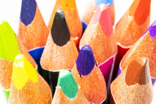 Wooden colored pencils ready for drawing.