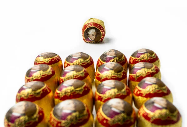 Kosice Slowakije September 2022 Mozartballen Mozart Kugeln Met Macerpan — Stockfoto