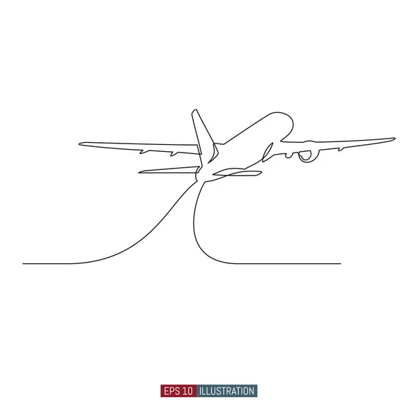 Desenho Linha Contínua Avião Jato Modelo Para Seu Projeto Funciona — Vetor de Stock