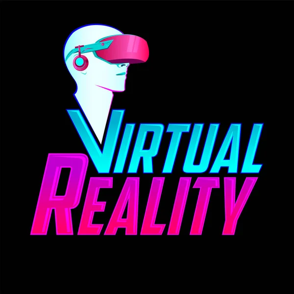 Emblema Realidad Virtual Vector Auriculares Icono Ilustración Moderna — Vector de stock