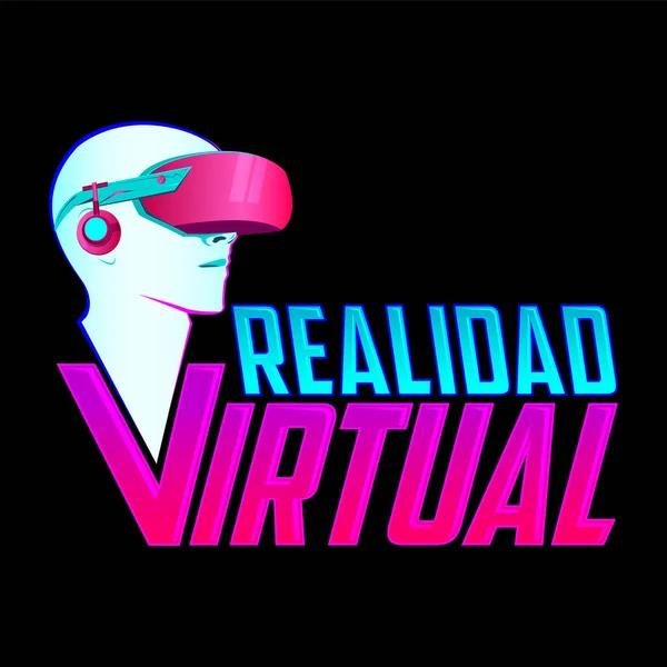 Realidad Virtual Realidade Virtual Texto Espanhol Design Emblema —  Vetores de Stock