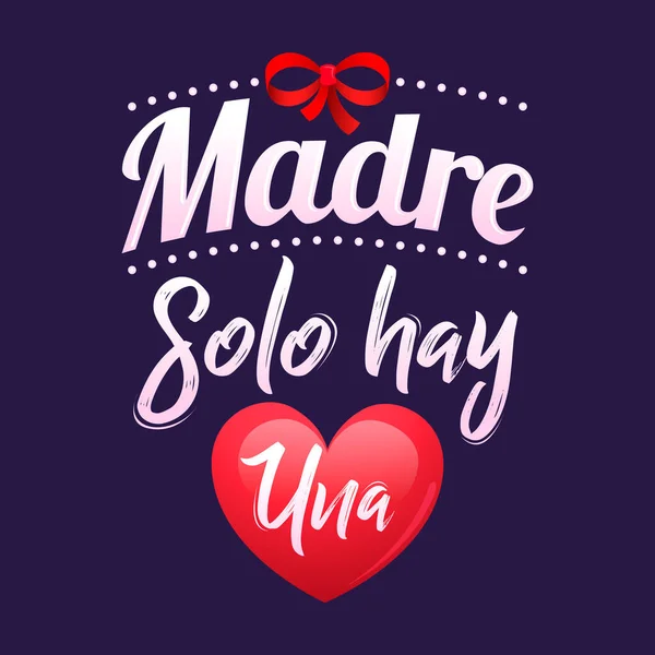 Anne yalnız saman, anne sadece bir tane İspanyolca metin var, vektör harfli resimli..