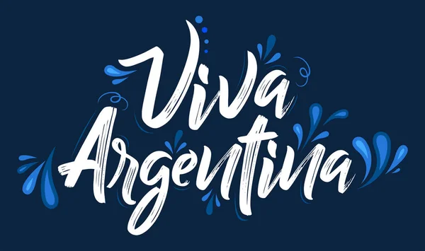 Viva Argentina Live Argentina Testo Spagnolo Patriottico Argentino Bandiera Colori — Vettoriale Stock