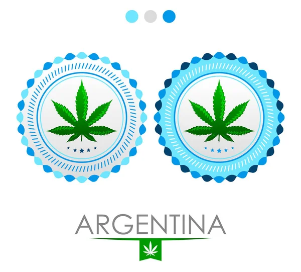 Argentina Marijuana Emblem Vector Cannabis Seal Approval — ストックベクタ