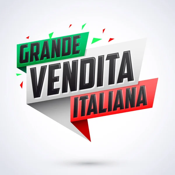 Grande Vendita Italiana Włoski Big Sale Włoski Tekst Wektor Nowoczesny — Wektor stockowy