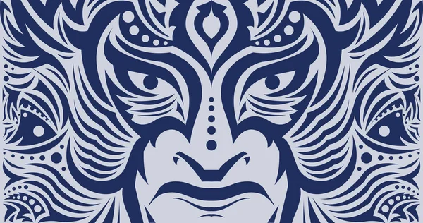 Tribal Eyes Mask Gezicht Vector Illustratie Tattoo Stijl Krijger — Stockvector