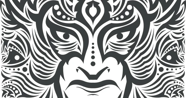 Tribal Eyes Mask Gezicht Vector Illustratie Tattoo Stijl Krijger — Stockvector