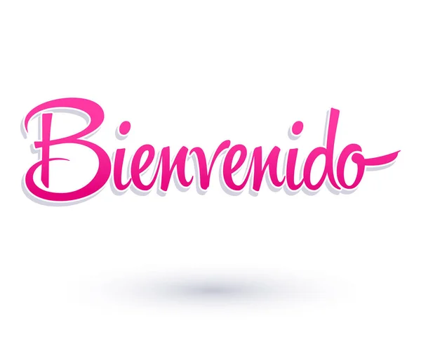 Bienvenido Welcome Spanish Text Hand Lettering Vector Illustration — 스톡 벡터