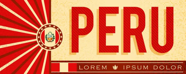 Peru Patriotische Banner Vintage Design Typografische Vektorillustration Peruanischen Flaggenfarben — Stockvektor