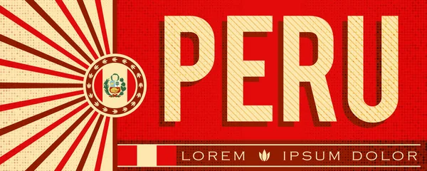 Bannière Patriotique Pérou Design Vintage Illustration Vectorielle Typographique Couleurs Drapeau — Image vectorielle