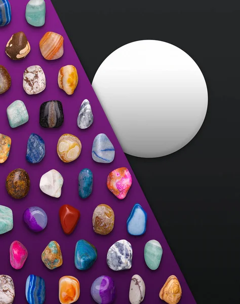 Circular Space Gemstones Background Composition Illustration Render — Stock Photo, Image