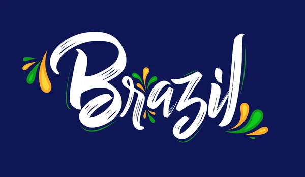 Brazil Typographic Design Brazilian Flag Colors Vector Illustration —  Vetores de Stock