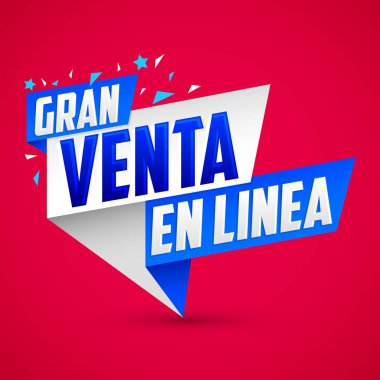 Gran Venta en Linea, Great Online Sale Spanish text, vector design.