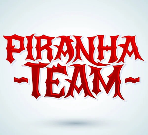 Piranha Team Vector Lettering Sports Emblem Design — Wektor stockowy