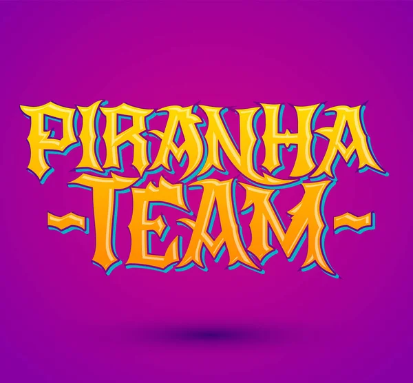 Piranha Team Vector Lettering Sports Emblem Design —  Vetores de Stock