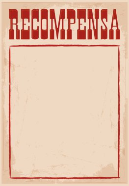 Recompensa, Ödül posteri İspanyolca metin şablonu.