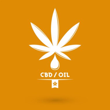 CBD Petrol Marihuana amblem tasarımı, yağ damlası ve yaprak.