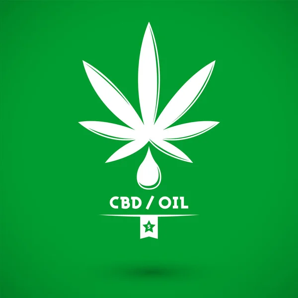 Cbd Oil Marijuana Emblem Design Oil Drop Leaf — Stock Vector