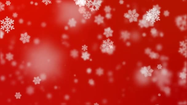 Copos Nieve Cayendo Sobre Fondo Rojo Lazo Sin Costura — Vídeos de Stock