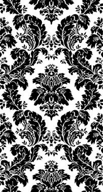 Kusursuz çiçek arkaplanı. Siyah ve beyaz klasik süs, vektör olarak duvar kağıdı