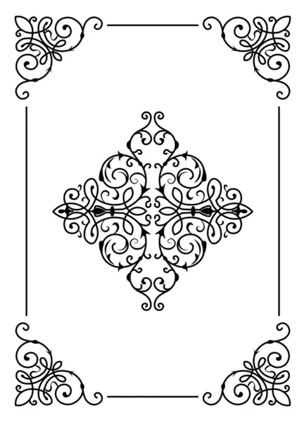 Vintage Baroque Frame Scroll Ornament Engraving Border Retro Pattern Antique — Stock Vector