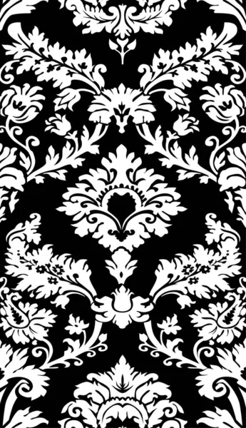 Бесшовный Цветочный Фон Черно Белый Классический Орнамент Обои Векторе — стоковый вектор