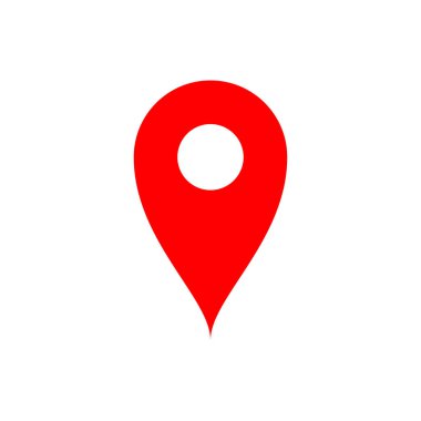 Harita pin vektörü düz navigasyon simgesi, işaretçi kırmızı GPS sembolü izole edilmiş illüstrasyon
