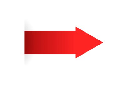 Kırmızı ok vektörü kıvrımlı grafik eğrisi, gölge, işaretçi şekli çizimi.