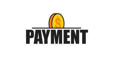 Ödeme altın sikke ekleme vektör izole illüstrasyon. Banka işletmesi para ödüyor. Finans da dahil. Nakit ödeme düz finansal grafik tasarımı.