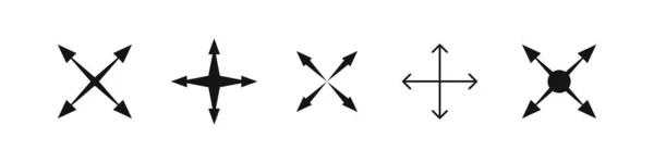 Иконка Вектора Стрелки Различными Четырьмя Искажениями Коллекция Стрелок Перекрестной Ориентации — стоковый вектор