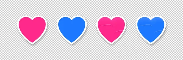Hart Vorm Sticker Vector Roze Blauw Valentijn Liefde Blanco Ontwerp — Stockvector