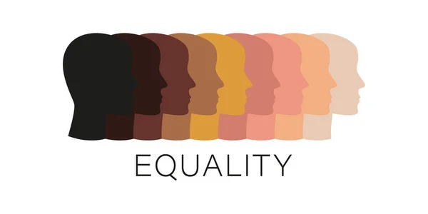 Igualdad Racial Diferentes Rostros Humanos Planos Sin Rasismo Discriminación Fondo — Archivo Imágenes Vectoriales