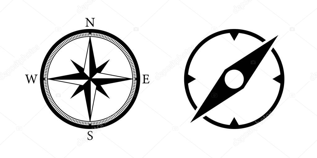 Compass vector icon, tourism navigation arrow gps symbol, map direction graphic illustration