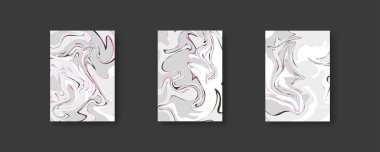 Kapak vektör mermer dokusu seti, eğri eğrili arkaplan soyut koleksiyonu.