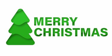 Mutlu Noeller yeşil kağıt kesimi Pinetree geçmişi. Kağıt kesimi vektörü x-mas karşılama arkaplan illüstrasyonu.