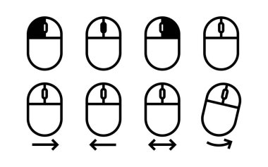 Fare imleci jest simgesi seti. Geçir, tıkla ve düğme sembolü koleksiyonunu döndür.