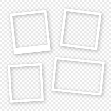 Fotofram vektör koleksiyonu, boş beyaz çerçeveli gerçekçi fotoğraf çerçeveleri şeffaf arkaplan izole illüstrasyonunda model alma biçimi