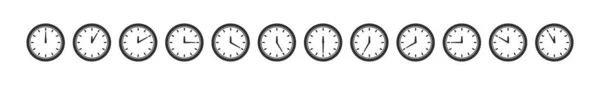 Orologio Minuti Icona Set Orologio Piatto Raccolta Tempo Misurazione Concetto — Vettoriale Stock
