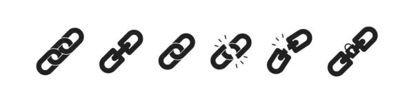Chain Vector Icon Set 콜렉션 Flat Style — 스톡 벡터