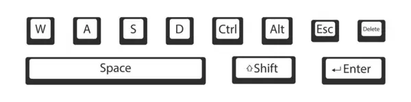 Computer Actie Sleutel Symbool Vector Set Toetsen Van Toetsenbord Platte — Stockvector