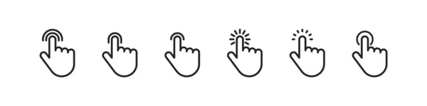 Коллекция Иконок Касания Векторная Рука Знаком Сенсорного Экрана Плоский Указатель — стоковый вектор