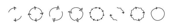 Flecha Rotación Garabato Conjunto Círculo Vector Inverso Dibujado Mano Flechas — Vector de stock