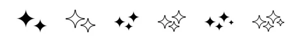 Набор Иконок Звезды Векторная Иллюстрация Звезд Сверкает Ярким Символом Плоский — стоковый вектор