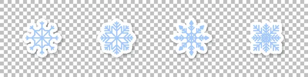 Snowflake Flat Vector Collection Merry Christmas Sticker Concept Snow Flakes — Stock Vector