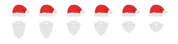 Санта Біла Борода Червоний Капелюх Санти Плоскому Стилі Різдвяний Персонаж — стоковий вектор